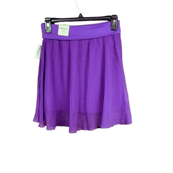 Aeropostale Mini Skirt Flare Sheer Overlay Purple Elastic Waist Junior Small - Picture 2 of 13